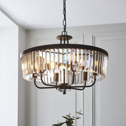 Endon 100711 - Lustre à chaîne CHESTERFIELD 6xE14/6W/230V Ø 55 cm noir
