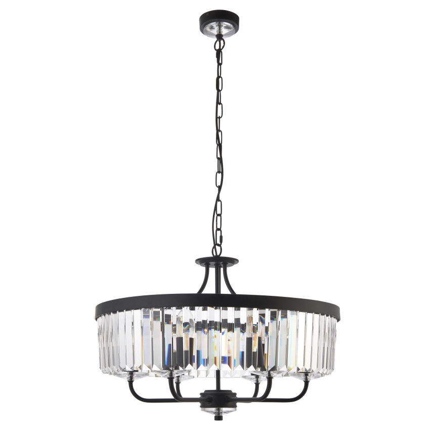 Endon 100711 - Lustre à chaîne CHESTERFIELD 6xE14/6W/230V Ø 55 cm noir