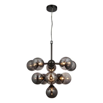 Endon 101147 - Kroonluchter aan kabel OSCAR 11xG9/18W/230V zwart/rookglas