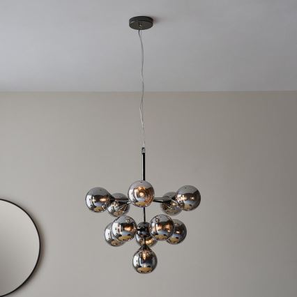 Endon 101147 - Kroonluchter aan kabel OSCAR 11xG9/18W/230V zwart/rookglas
