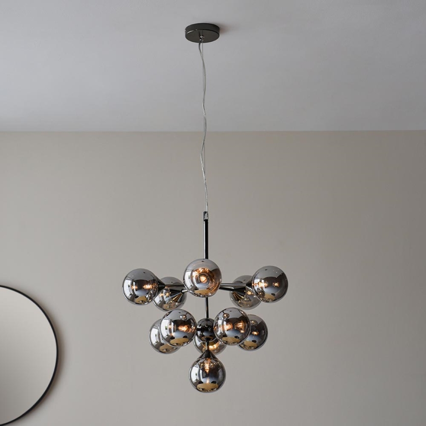 Endon 101147 - Kroonluchter aan kabel OSCAR 11xG9/18W/230V zwart/rookglas