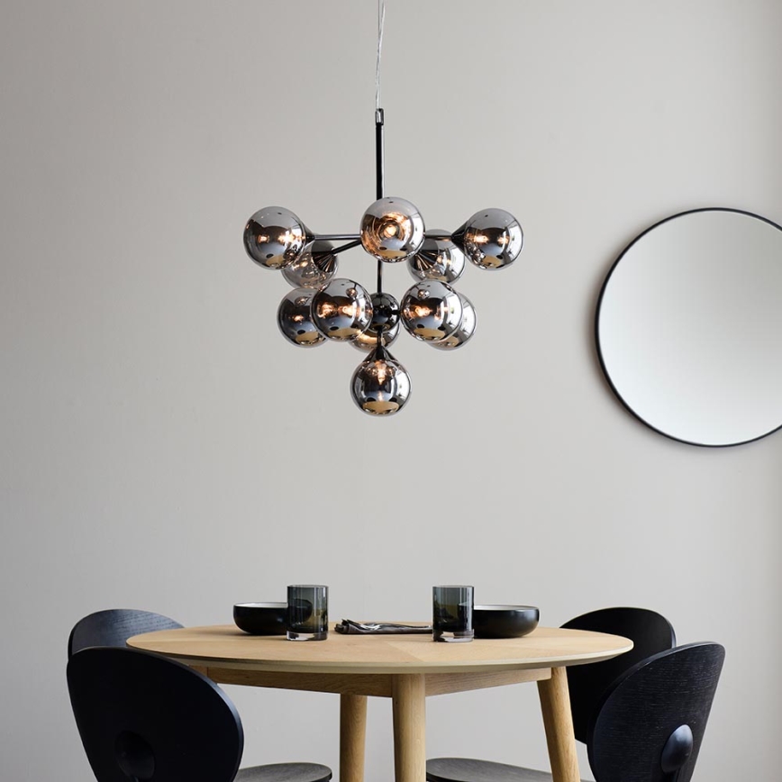 Endon 101147 - Kroonluchter aan kabel OSCAR 11xG9/18W/230V zwart/rookglas