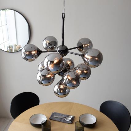 Endon 101147 - Kroonluchter aan kabel OSCAR 11xG9/18W/230V zwart/rookglas