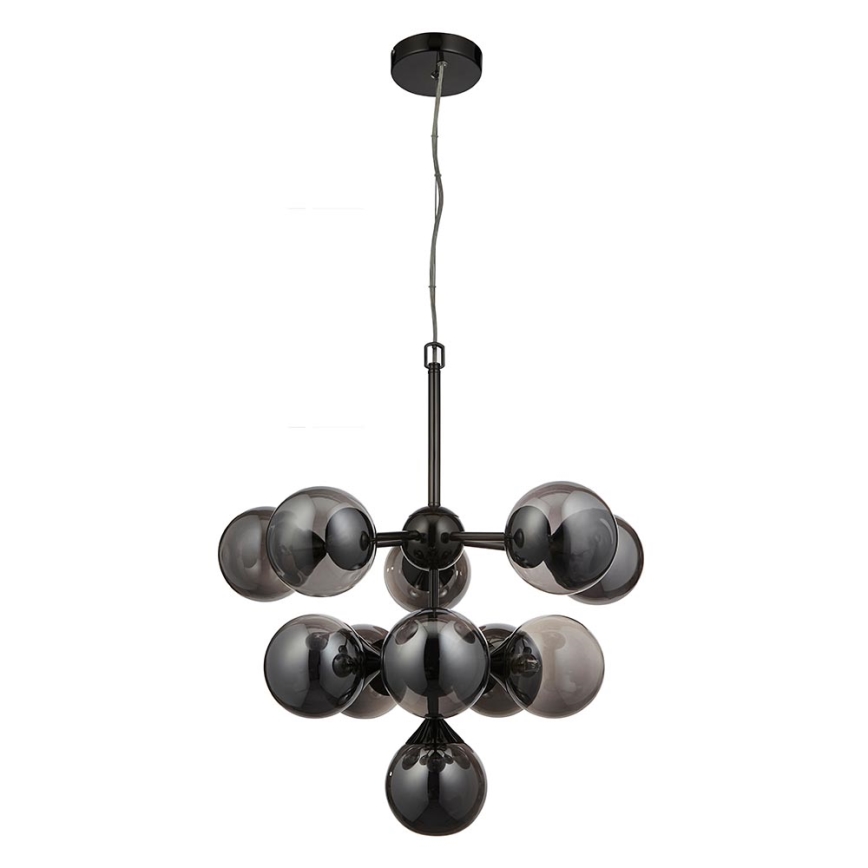 Endon 101147 - Kroonluchter aan kabel OSCAR 11xG9/18W/230V zwart/rookglas