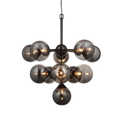 Endon 101147 - Kroonluchter aan kabel OSCAR 11xG9/18W/230V zwart/rookglas