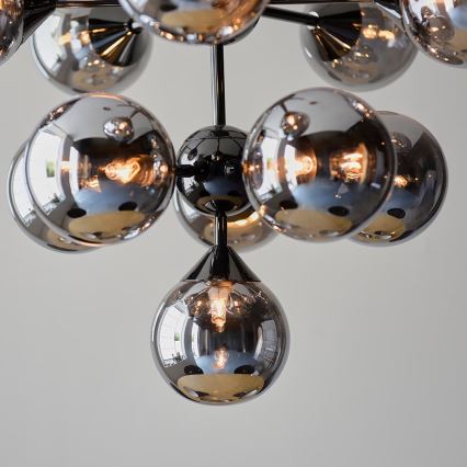 Endon 101147 - Kroonluchter aan kabel OSCAR 11xG9/18W/230V zwart/rookglas