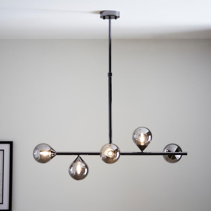 Endon 101348 - Hanglamp met stang OTIS 5xG9/3W/230V zwart-chroom/rookzwart