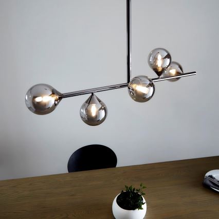 Endon 101348 - Hanglamp met stang OTIS 5xG9/3W/230V zwart-chroom/rookzwart