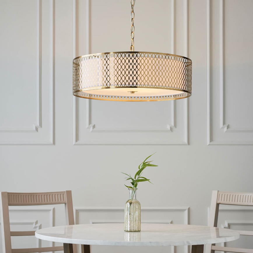 Endon 101569 - Kroonluchter met ketting CORDERO 3xE27/10W/230V goud