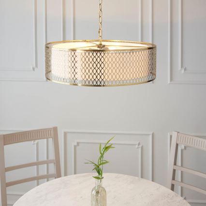 Endon 101569 - Kroonluchter met ketting CORDERO 3xE27/10W/230V goud