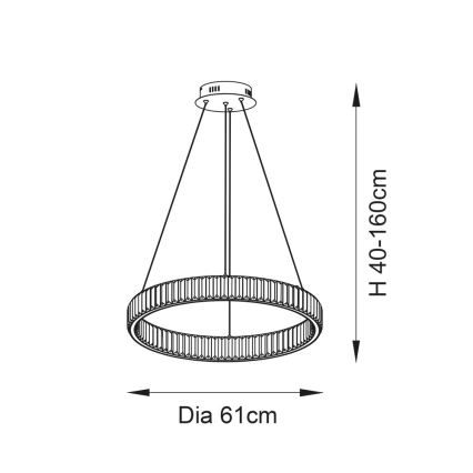 Endon 102255 - Dimbare pendellamp aan kabel LAGUNA LED/36W/230V glanzend chroom