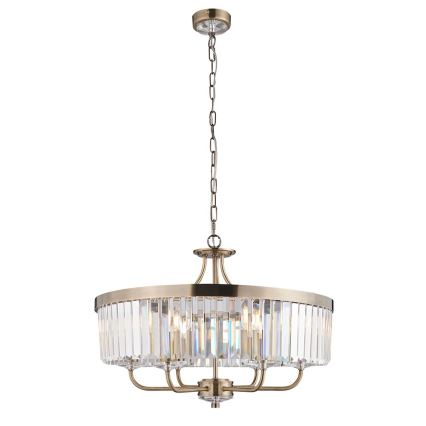 Endon 102505 - Lustre suspendu à chaîne 6 x E14, 6 W, 230 V, Ø 55 cm, laiton