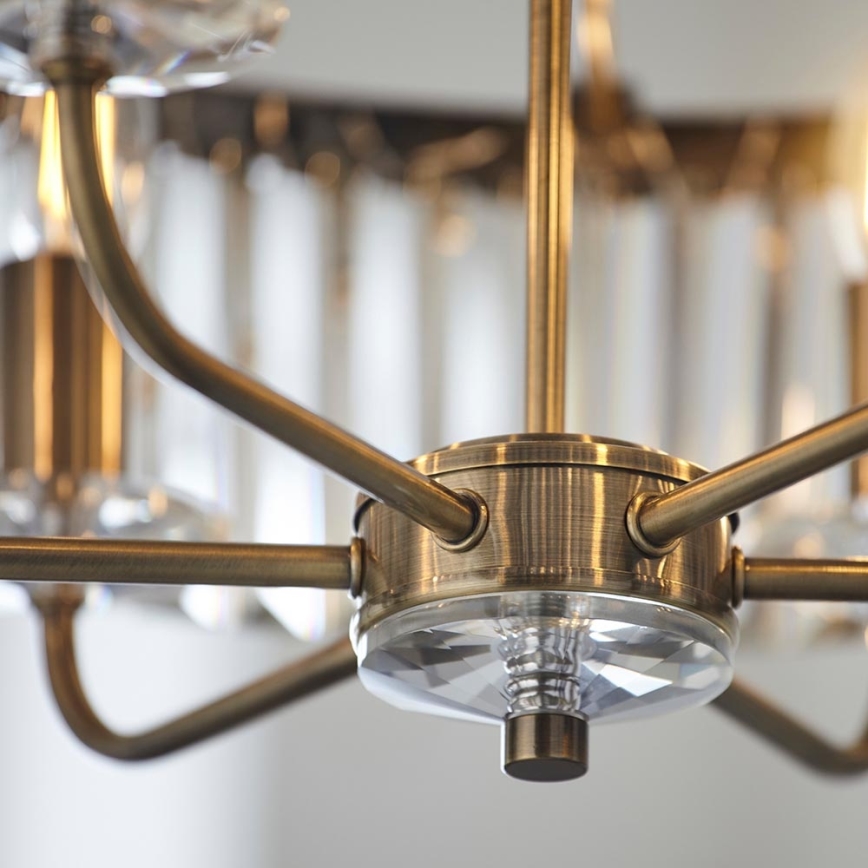 Endon 102505 - Lustre suspendu à chaîne 6 x E14, 6 W, 230 V, Ø 55 cm, laiton