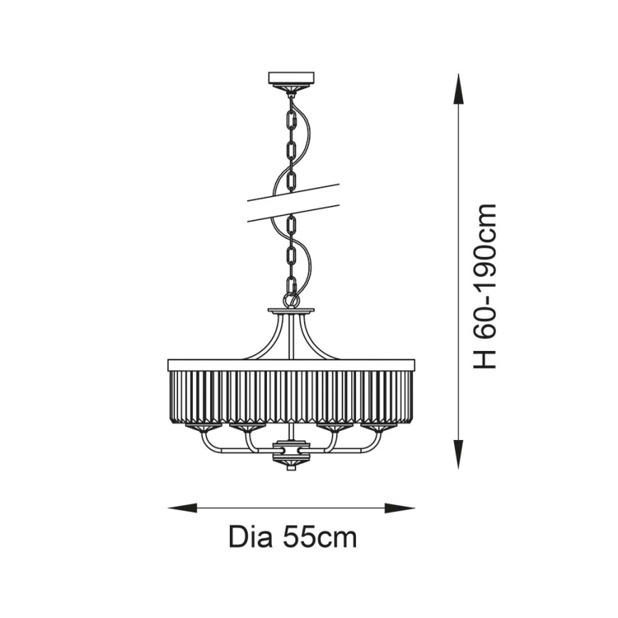 Endon 102505 - Lustre suspendu à chaîne 6 x E14, 6 W, 230 V, Ø 55 cm, laiton