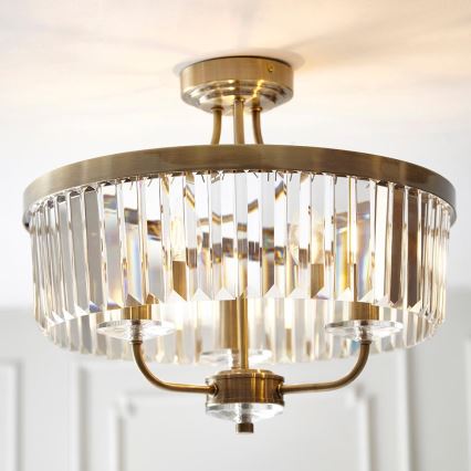 Endon 102506 - Bevestigde hanglamp CHESTERFIELD 3xE14/6W/230V diameter 45 cm messing