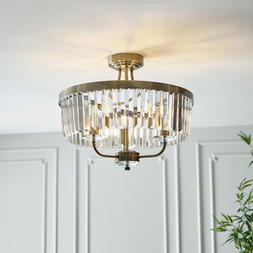 Endon 102506 - Bevestigde hanglamp CHESTERFIELD 3xE14/6W/230V diameter 45 cm messing