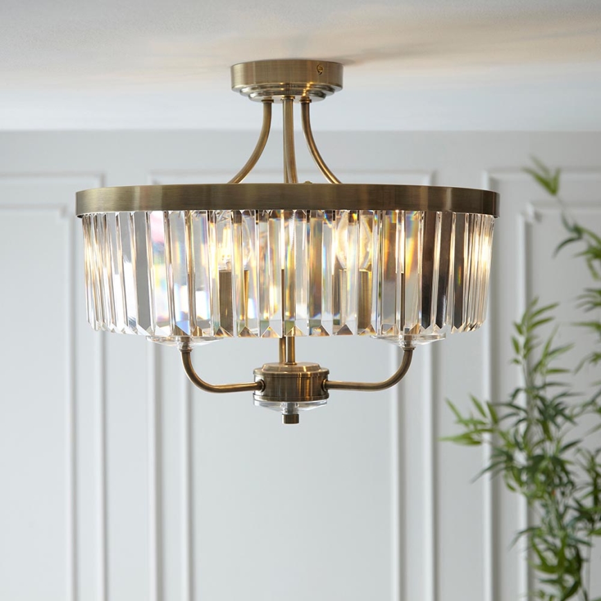 Endon 102506 - Bevestigde hanglamp CHESTERFIELD 3xE14/6W/230V diameter 45 cm messing