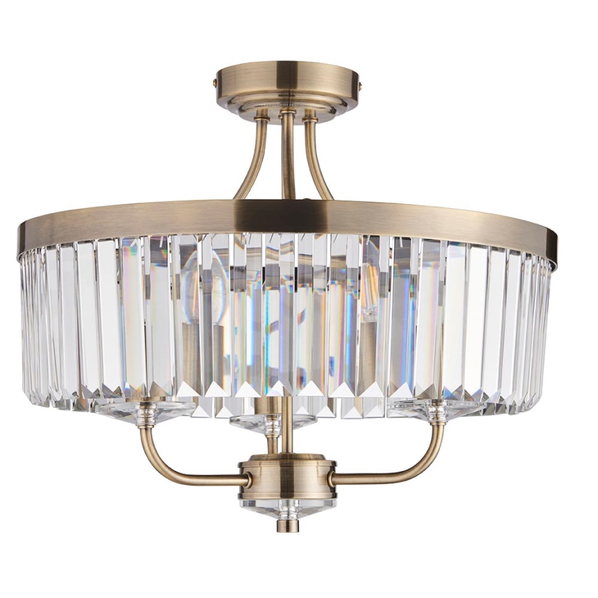 Endon 102506 - Bevestigde hanglamp CHESTERFIELD 3xE14/6W/230V diameter 45 cm messing