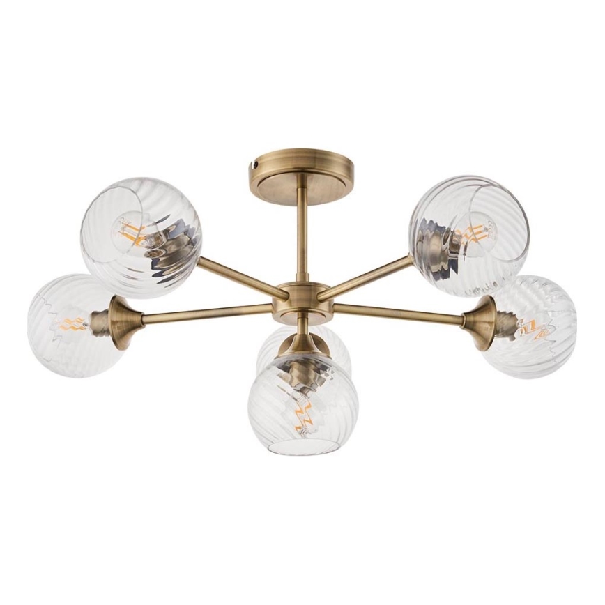 Endon 103171 - Hanglamp met vaste pendel ALLEGRA 6xE14/7W/230V messing/doorzichtig