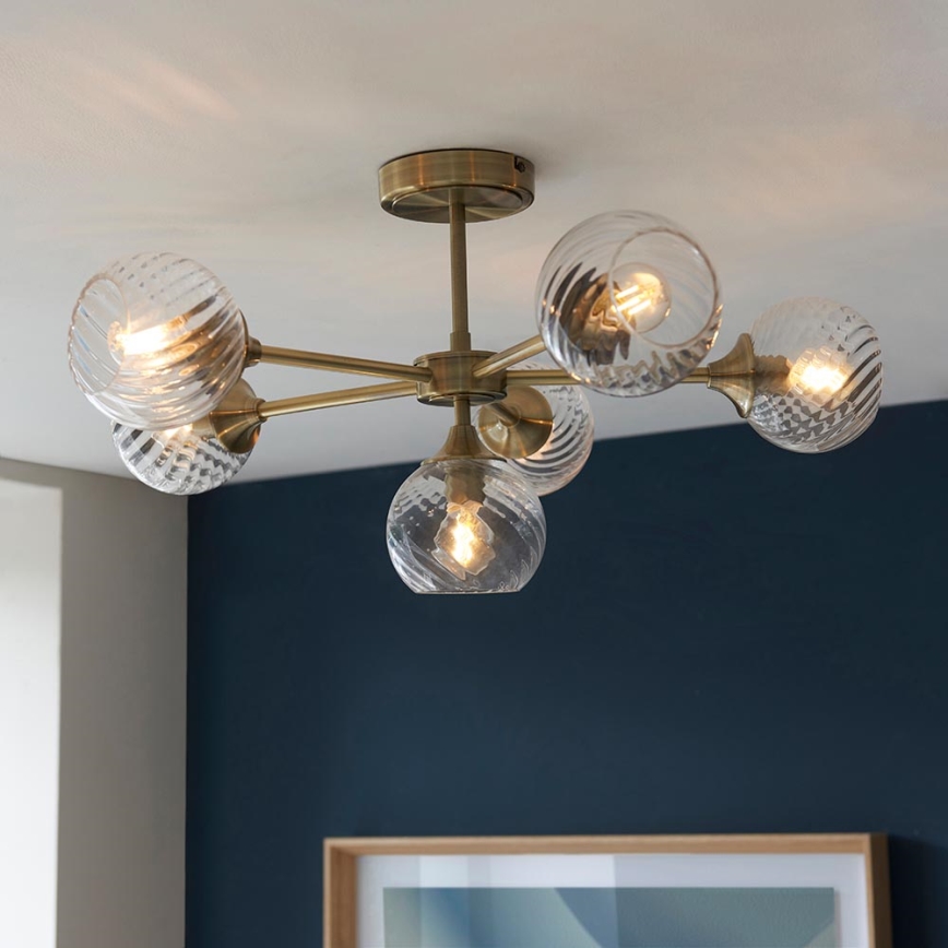 Endon 103171 - Hanglamp met vaste pendel ALLEGRA 6xE14/7W/230V messing/doorzichtig