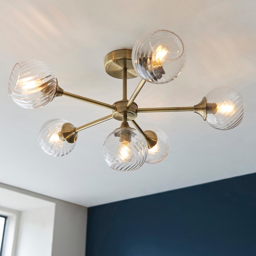 Endon 103171 - Hanglamp met vaste pendel ALLEGRA 6xE14/7W/230V messing/doorzichtig