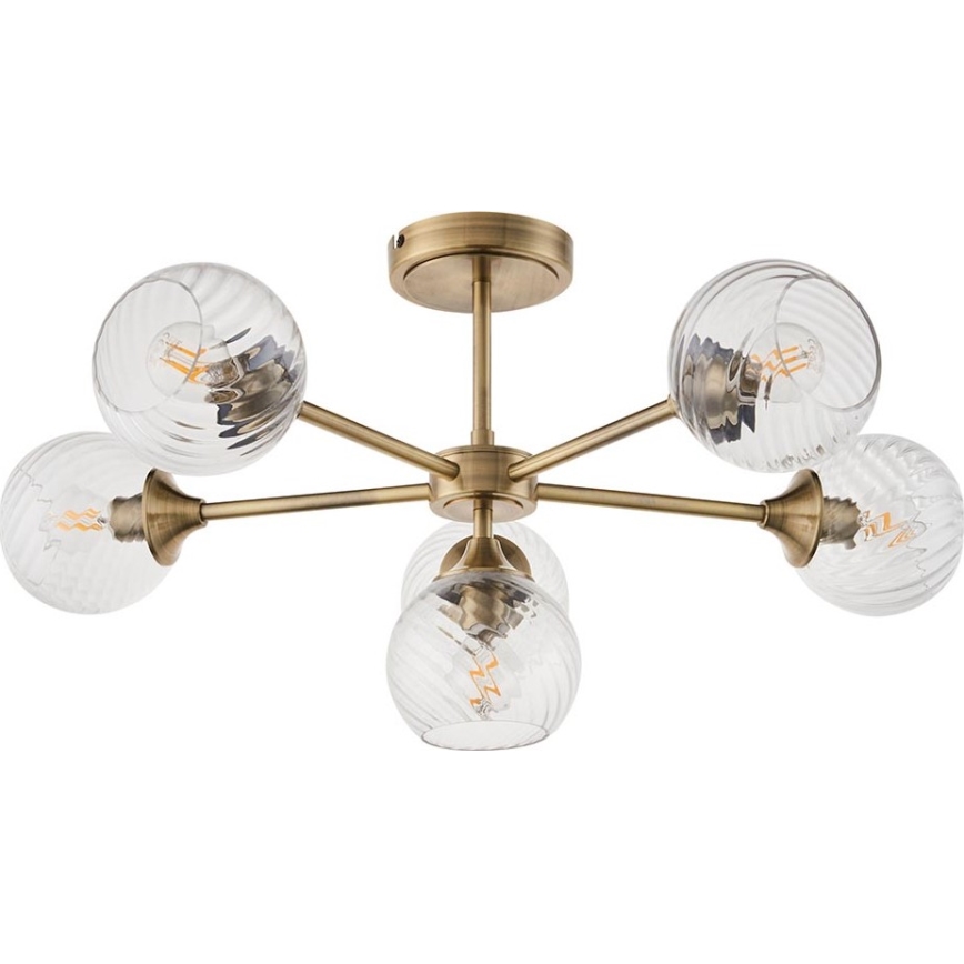 Endon 103171 - Hanglamp met vaste pendel ALLEGRA 6xE14/7W/230V messing/doorzichtig