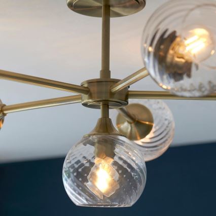 Endon 103171 - Hanglamp met vaste pendel ALLEGRA 6xE14/7W/230V messing/doorzichtig