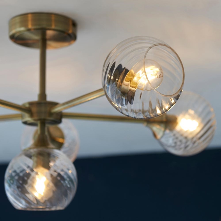 Endon 103171 - Hanglamp met vaste pendel ALLEGRA 6xE14/7W/230V messing/doorzichtig