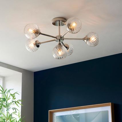 Endon 104050 - Hanglamp met vaste pendel ALLEGRA 6xE14/7W/230V glanzend chroom/doorzichtig