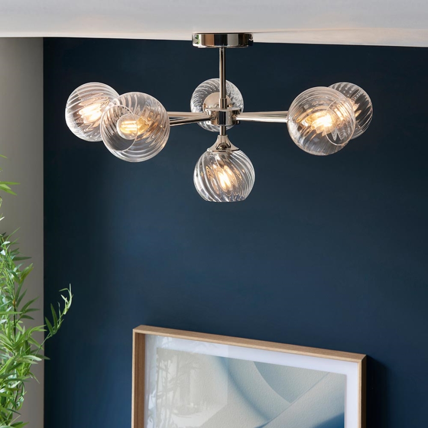 Endon 104050 - Hanglamp met vaste pendel ALLEGRA 6xE14/7W/230V glanzend chroom/doorzichtig