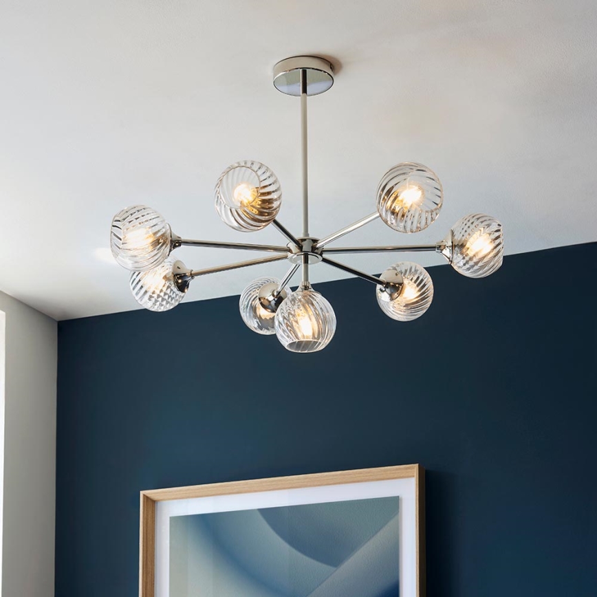 Endon 104051 - Kroonluchter met stang ALLEGRA 8xE14/7W/230V glanzend chroom
