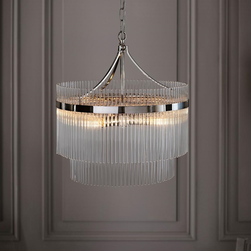 Endon 104112 - Kroonluchter aan ketting MARIETTA 5xE14/7W/230V glanzend chroom/helder