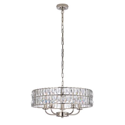 Endon 104467 - Hanglamp aan een ketting CLIFTON 5xE14/6W/230V glanzend chroom/doorzichtig diameter 50,5 cm