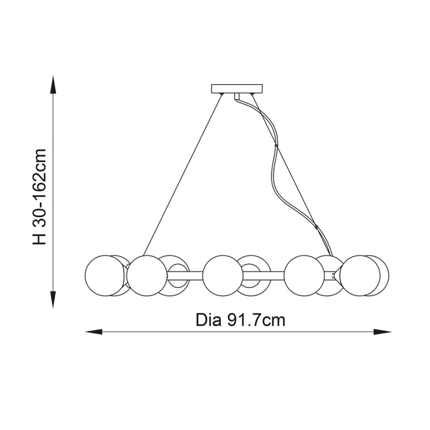 Endon 106008 - Suspension OTIS sur câble, 10× G9, 3 W, 230 V, doré/blanc