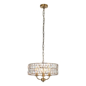 Endon 106243 - Kroonluchter aan ketting CLIFTON 3xE14/6W/230V Ø 38,5 cm messing/helder