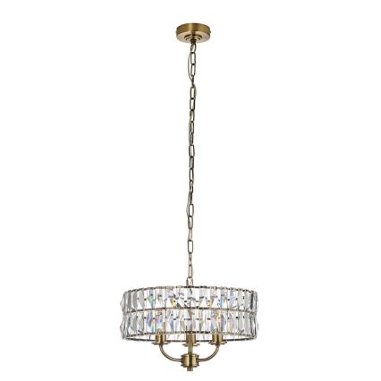 Endon 106243 - Kroonluchter aan ketting CLIFTON 3xE14/6W/230V Ø 38,5 cm messing/helder