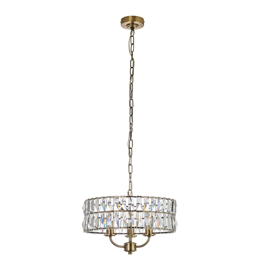Endon 106243 - Kroonluchter aan ketting CLIFTON 3xE14/6W/230V Ø 38,5 cm messing/helder