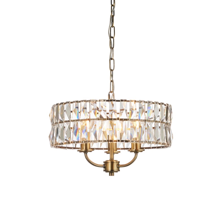 Endon 106243 - Kroonluchter aan ketting CLIFTON 3xE14/6W/230V Ø 38,5 cm messing/helder