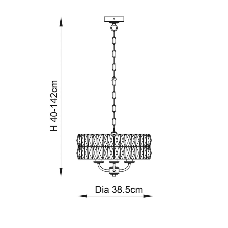 Endon 106243 - Kroonluchter aan ketting CLIFTON 3xE14/6W/230V Ø 38,5 cm messing/helder