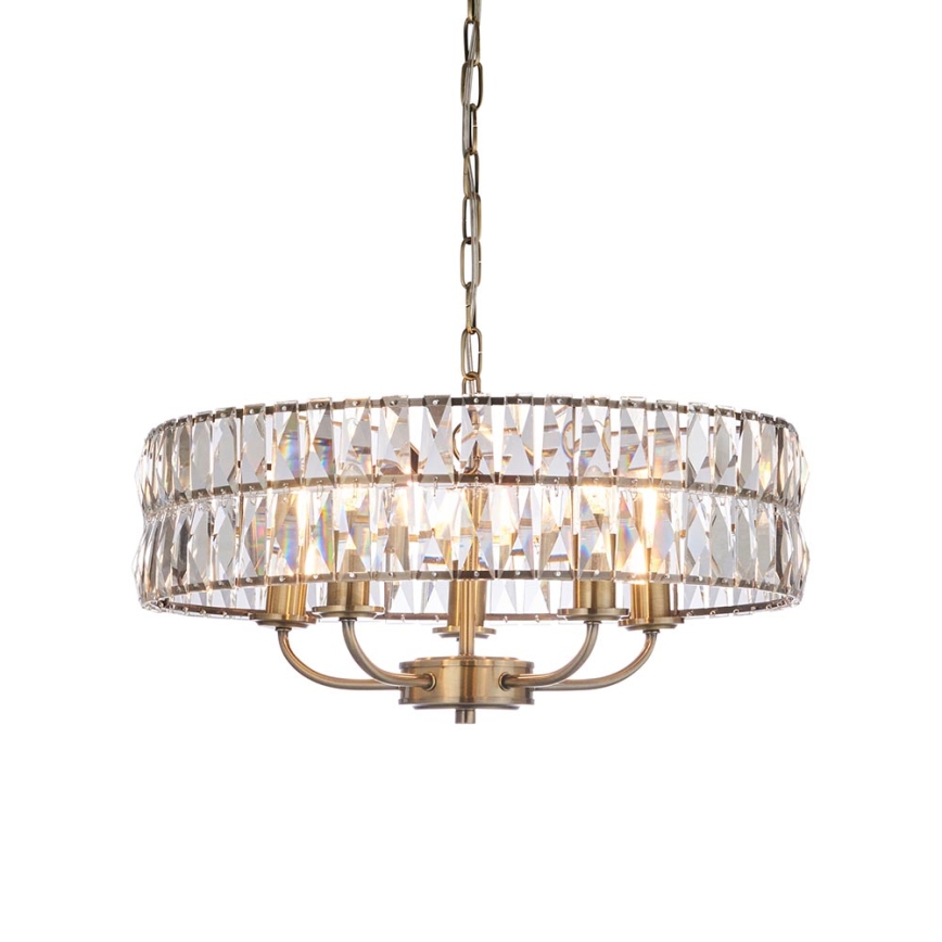 Endon 106244 - CLIFTON kroonluchter aan ketting 5xE14/6W/230V messing/helder