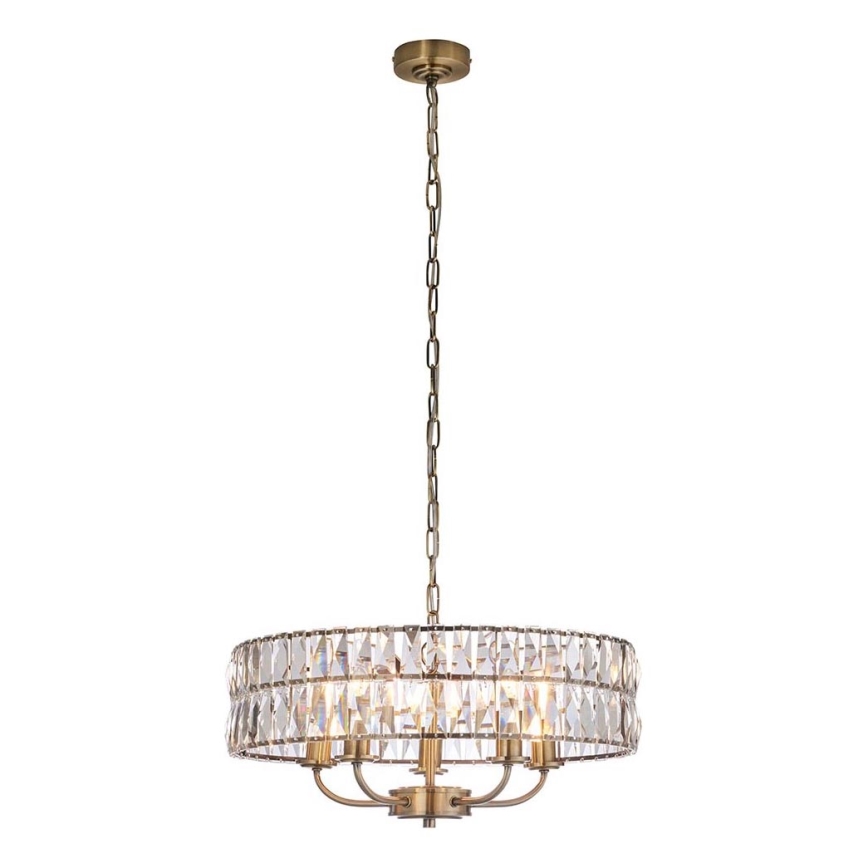 Endon 106244 - Lustre à chaîne CLIFTON 5xE14/6W/230V laiton/transparent