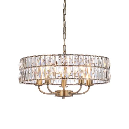 Endon 106244 - Lustre à chaîne CLIFTON 5xE14/6W/230V laiton/transparent