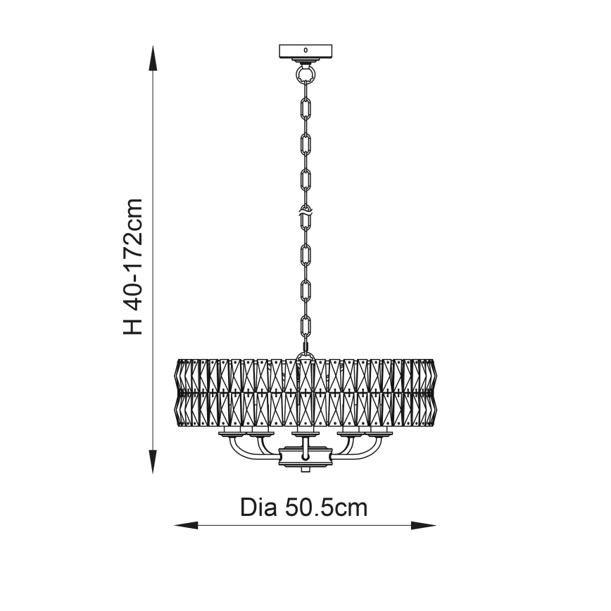 Endon 106244 - Lustre à chaîne CLIFTON 5xE14/6W/230V laiton/transparent
