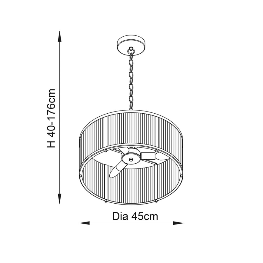 Endon 106282 - Kroonluchter met ketting RIDGETON 3xE14/6W/230V messing