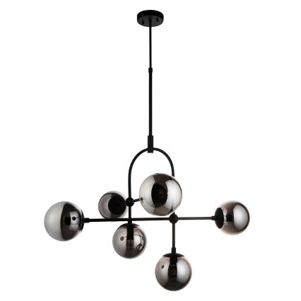 Endon 106661 - Kroonluchter met stang ONTARIO 6xE14/7W/230V zwart/rookzwart