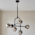 Endon 106661 - Suspension sur tige ONTARIO 6xE14/7W/230V noir/noir fumé