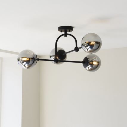 Endon 106662 - Bevestigde hanglamp ONTARIO 4xE14/7W/230V zwart/gerookt