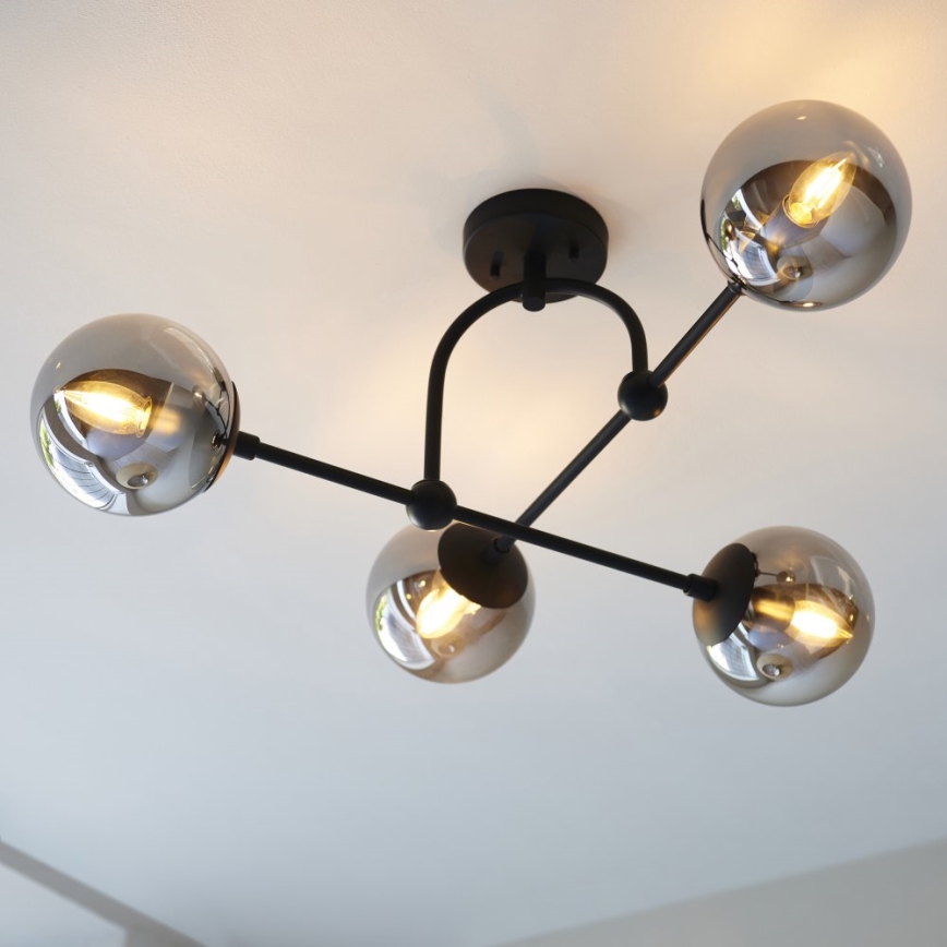 Endon 106662 - Bevestigde hanglamp ONTARIO 4xE14/7W/230V zwart/gerookt