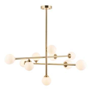 Endon 106754 - OTIS kroonluchter op stang, 10x G9/5W/230V, goudkleurig