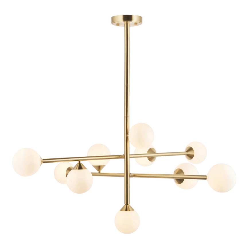 Endon 106754 - OTIS kroonluchter op stang, 10x G9/5W/230V, goudkleurig